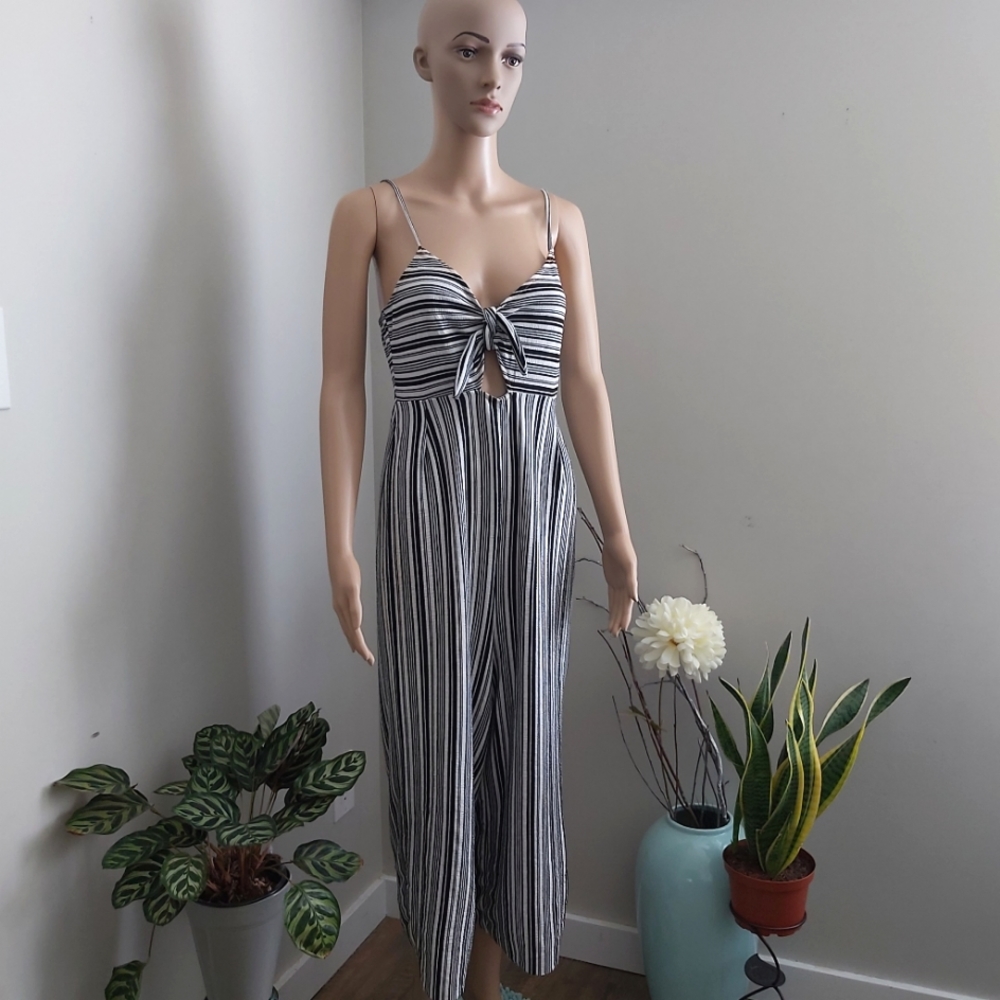 Pull&Bear jumpsuit vertical stripes black white y2k summer